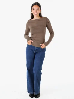 Solada Maglia donna a maniche lunghe con scollo a barchetta - beige