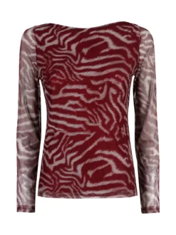 Solada Maglia donna con stampe e maniche velate - bordeaux