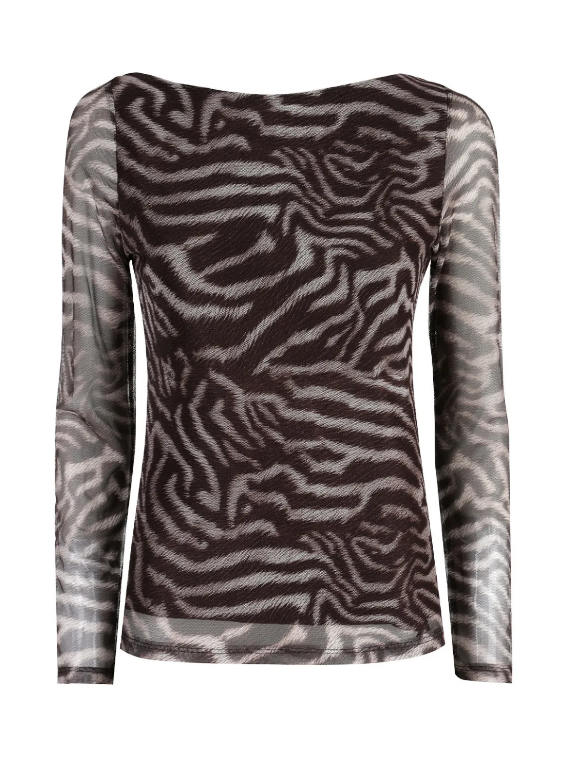 Solada Maglia donna con stampe e maniche velate - moro