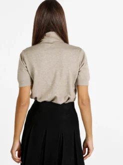 Solada Maglia donna dolcevita a maniche corte - sabbia