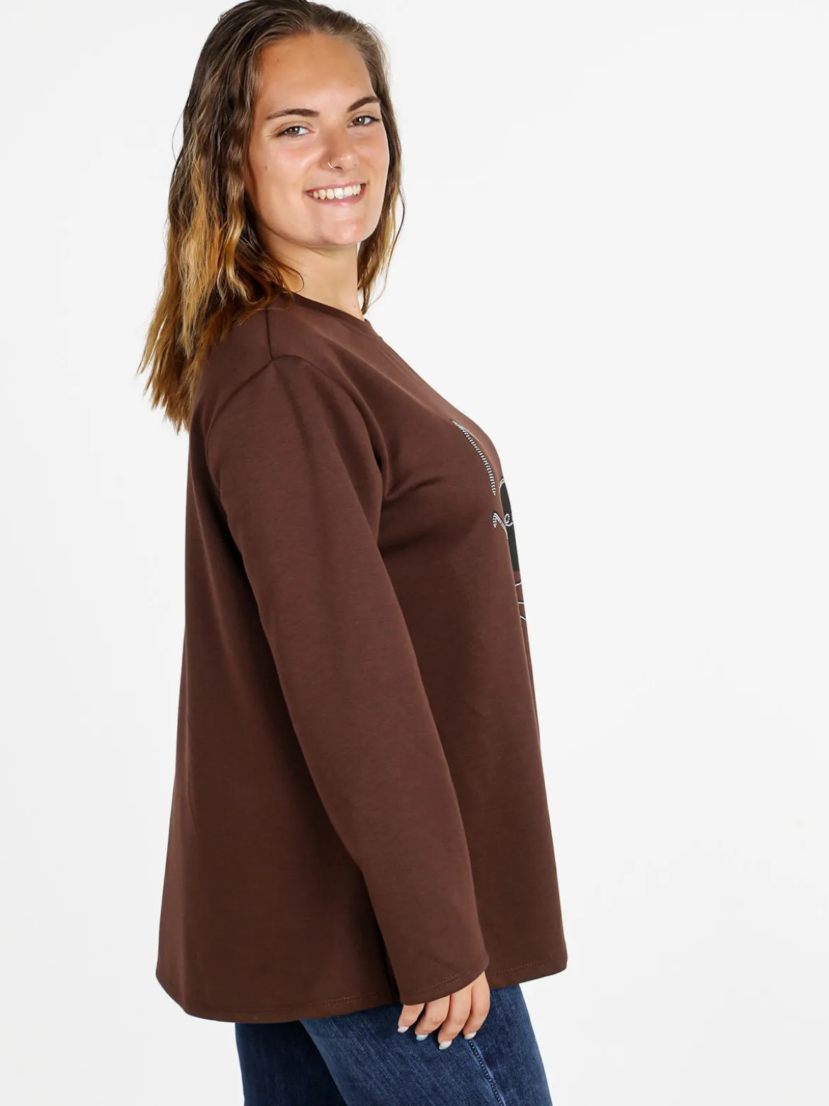 Solada Maglia donna girocollo con strass - moro