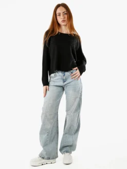 Solada Maglia donna oversize con maniche a pipistrello - nero