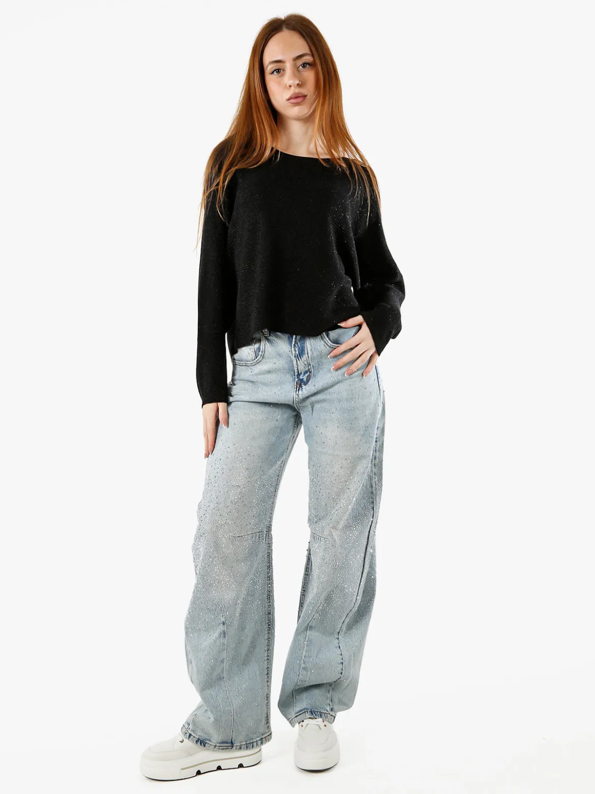 Solada Maglia donna oversize con maniche a pipistrello - nero