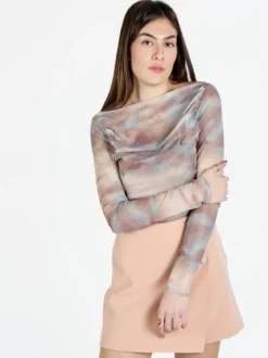 Solada Maglia donna velata a maniche lunghe con scollo a barca