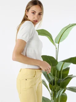 Solada Maglia girocollo da donna a maniche corte - bianco