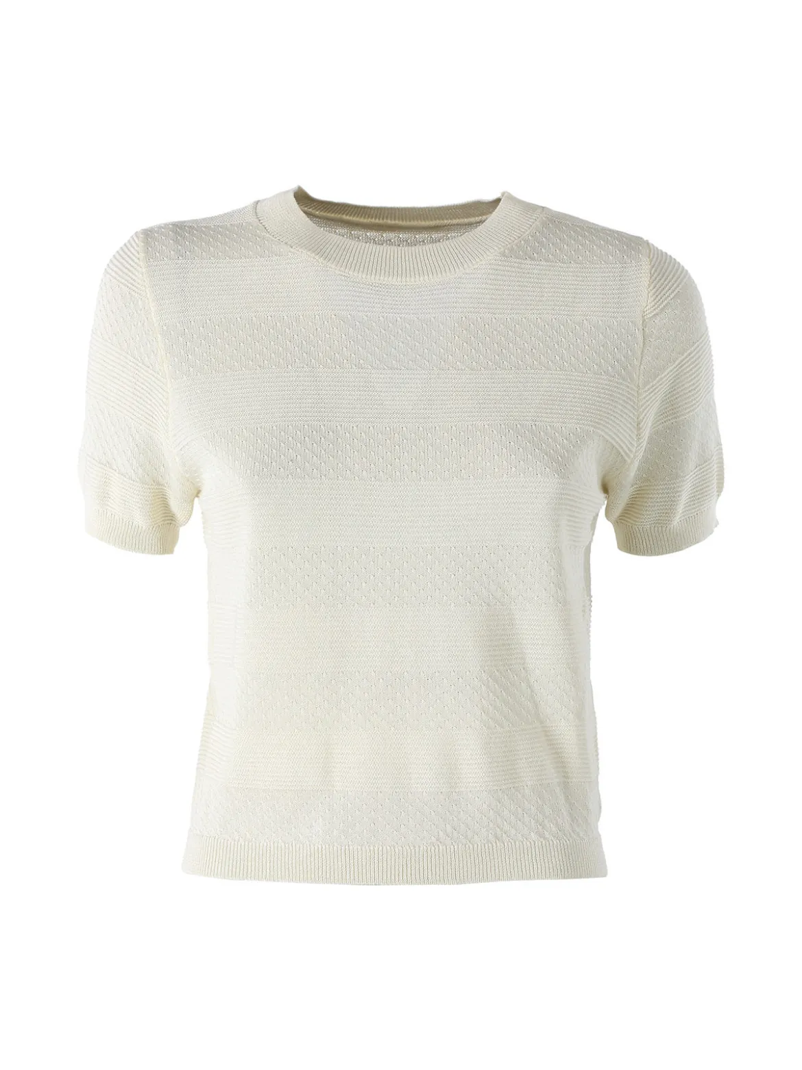 Solada Maglia girocollo da donna a maniche corte - panna