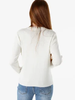 Solada Maglia girocollo da donna con dettagli in pizzo - bianco