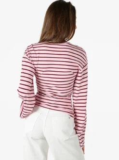 Solada Maglia rigata da donna con maniche lunghe a campana - rosa