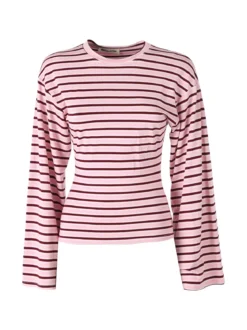 Solada Maglia rigata da donna con maniche lunghe a campana - rosa