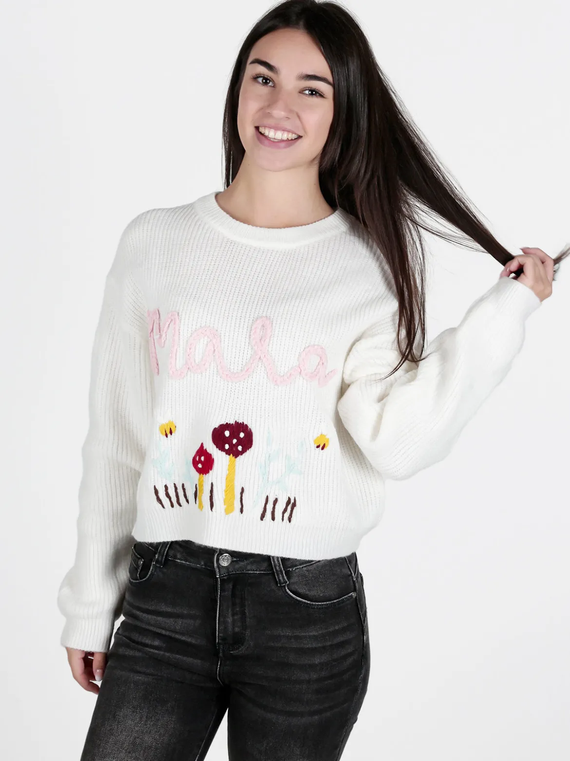 Solada Maglione donna oversize con ricami