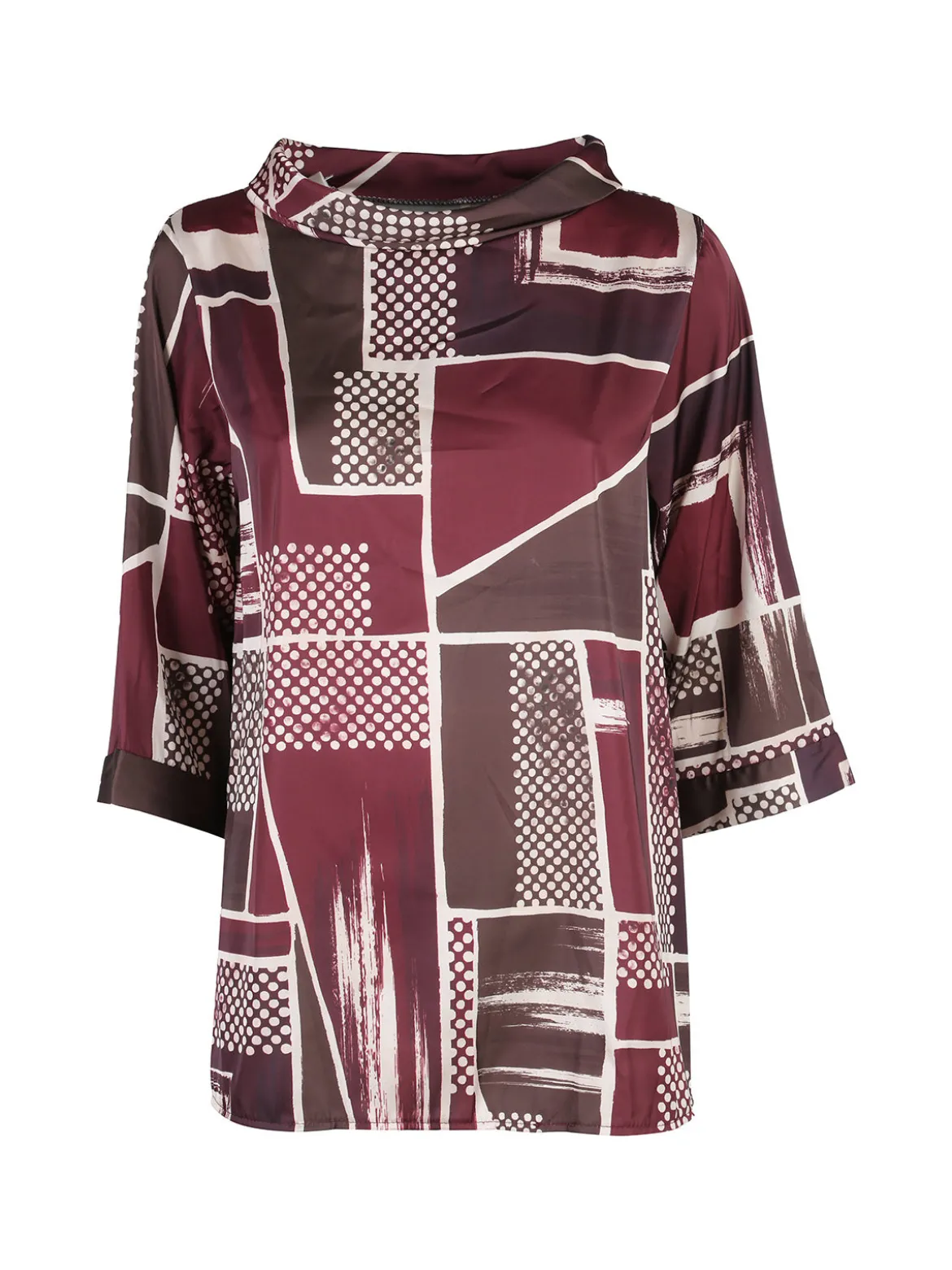 Solada Maxi blusa donna con stampe - bordeaux