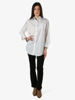 Solada Maxi camicia da donna con bottoni gioiello e strass - bianco