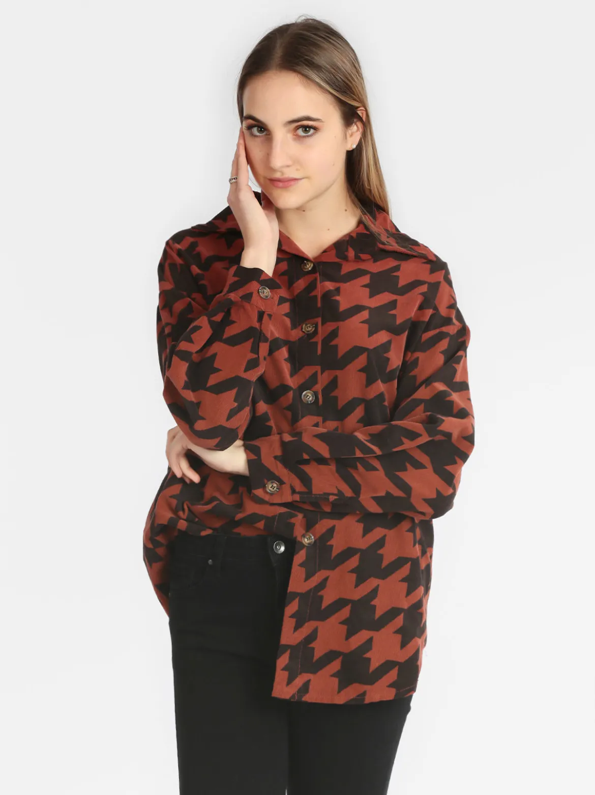 Solada Maxi camicia donna oversize in cotone vellutato