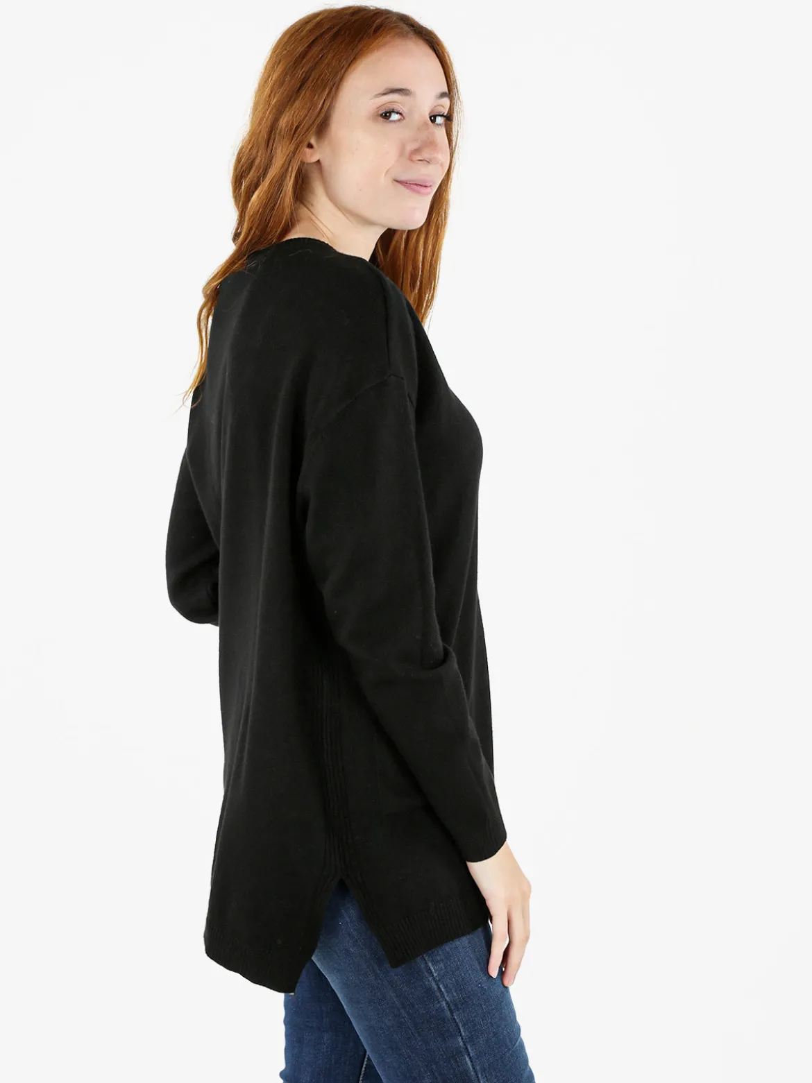 Solada Maxi maglia donna con taschini - nero