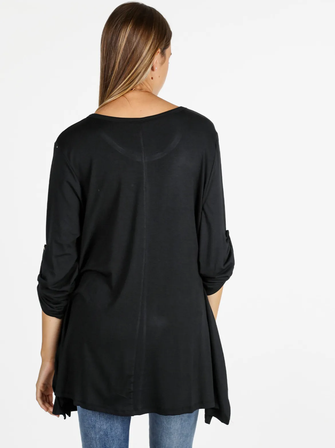 Solada Maxi t-shirt donna a maniche lunghe - nero