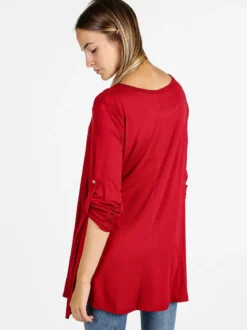 Solada Maxi t-shirt donna a maniche lunghe - rosso
