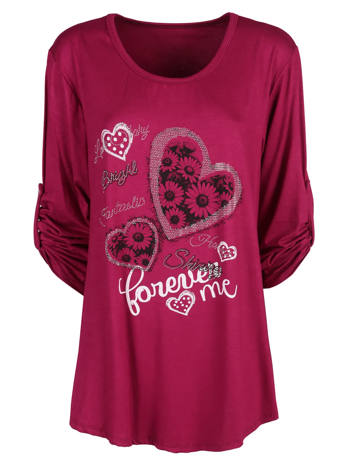 Solada Maxi t-shirt donna con strass - fucsia