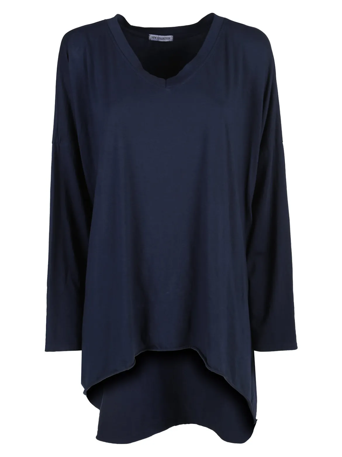 Solada Maxi t-shirt donna in cotone a maniche lunghe - blu