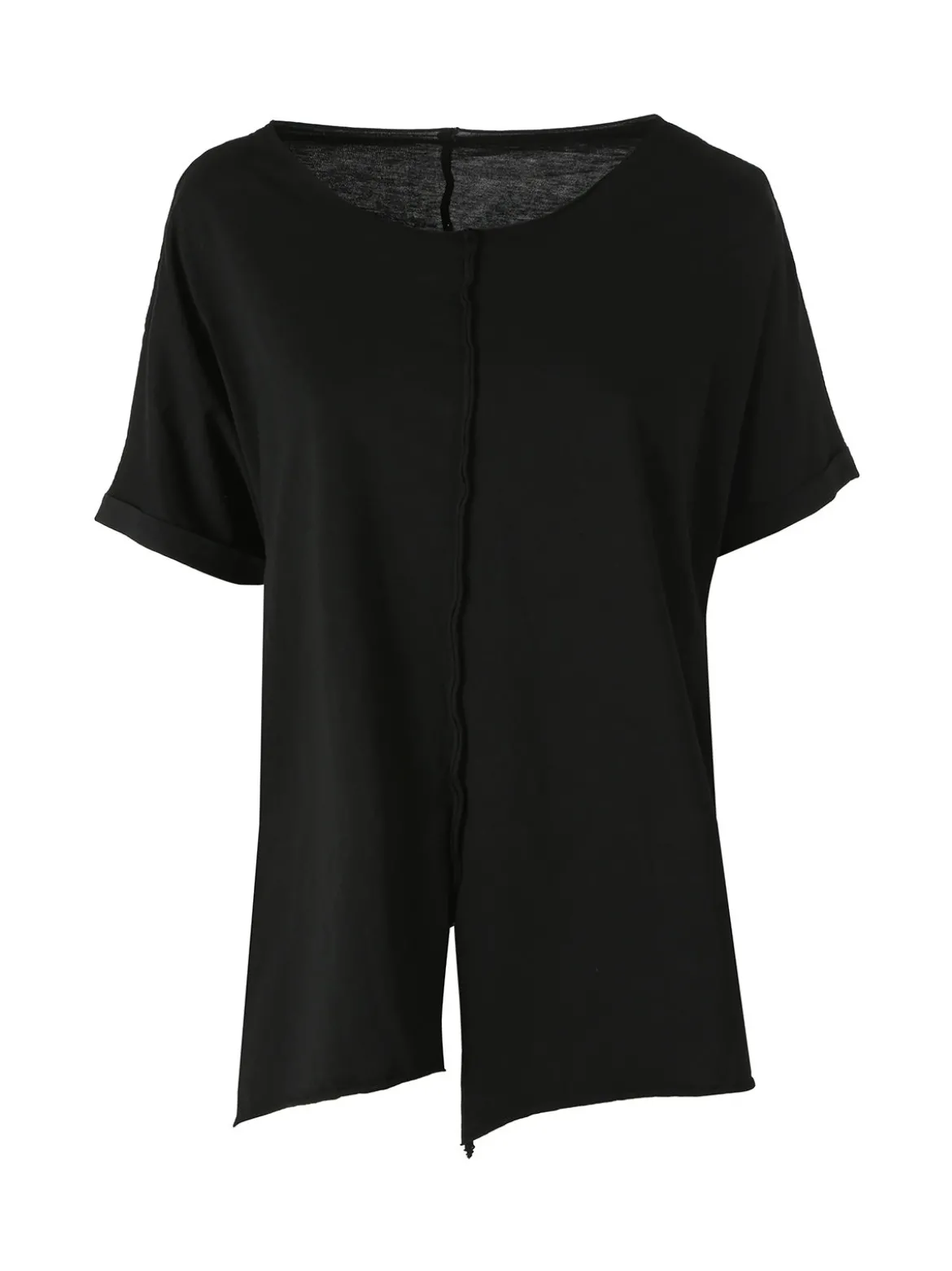 Solada Maxi t-shirt donna in cotone con maniche risvoltate - nero