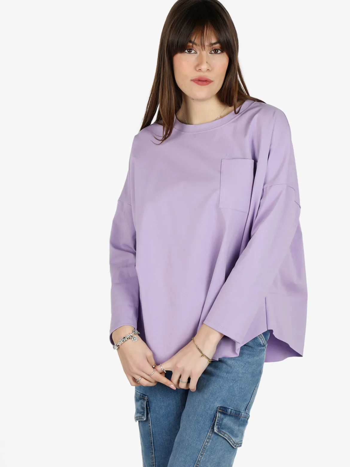 Solada Maxi t-shirt donna oversize con taschino