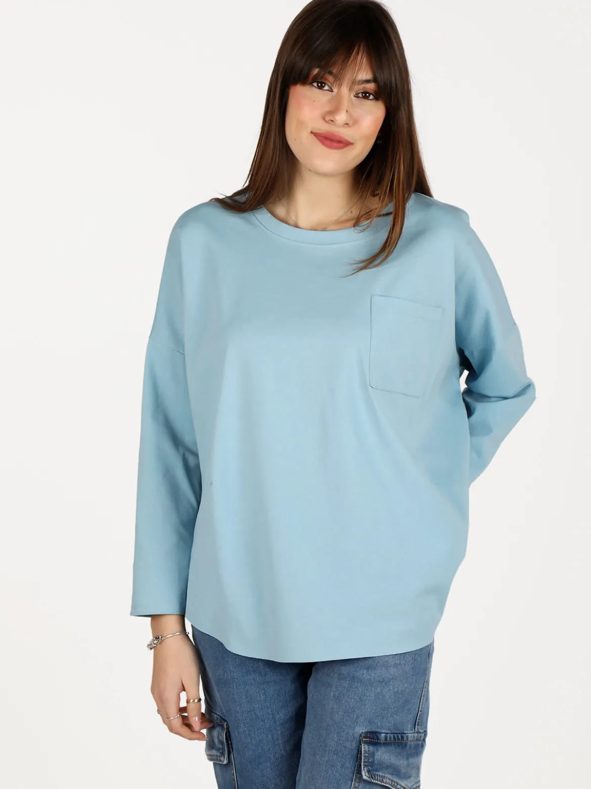 Solada Maxi t-shirt donna oversize con taschino
