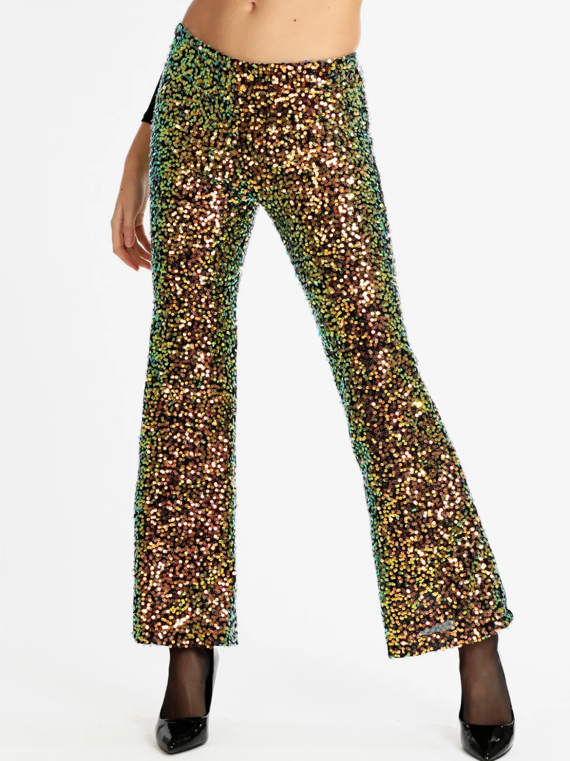 Solada Pantaloni a zampa con pailettes