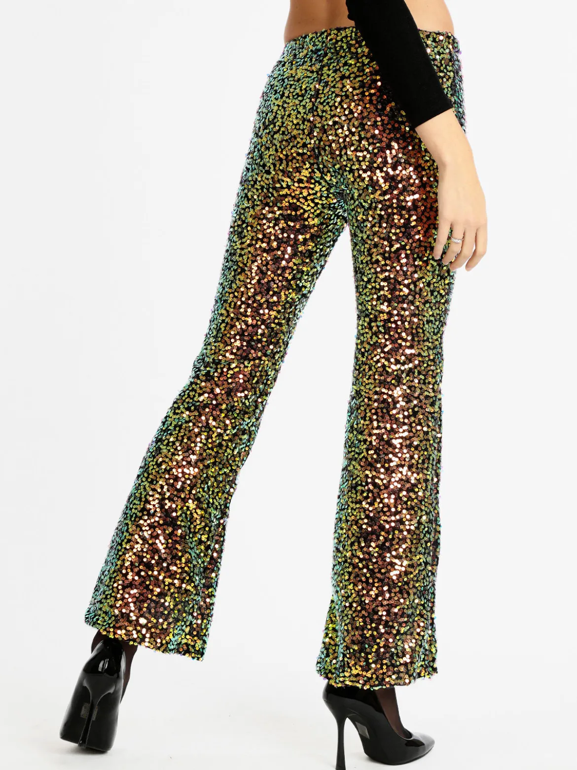 Solada Pantaloni a zampa con pailettes