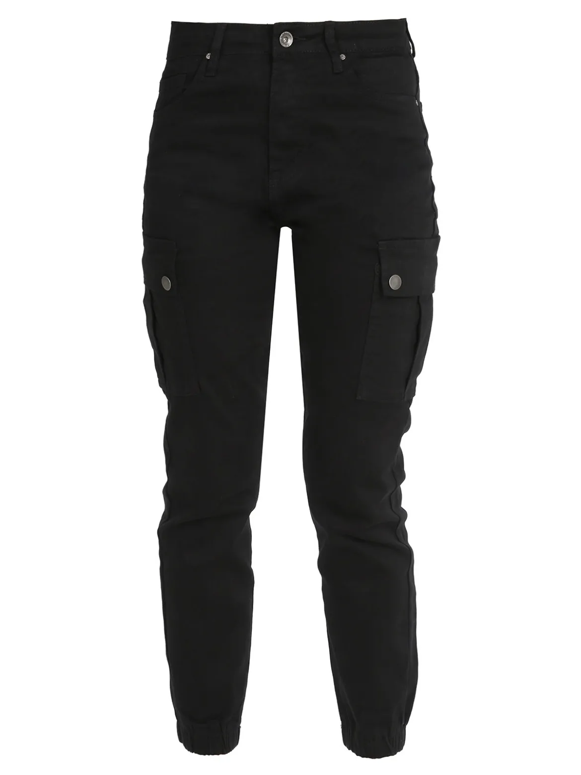 Solada Pantaloni cargo donna con elastico alle caviglie - nero