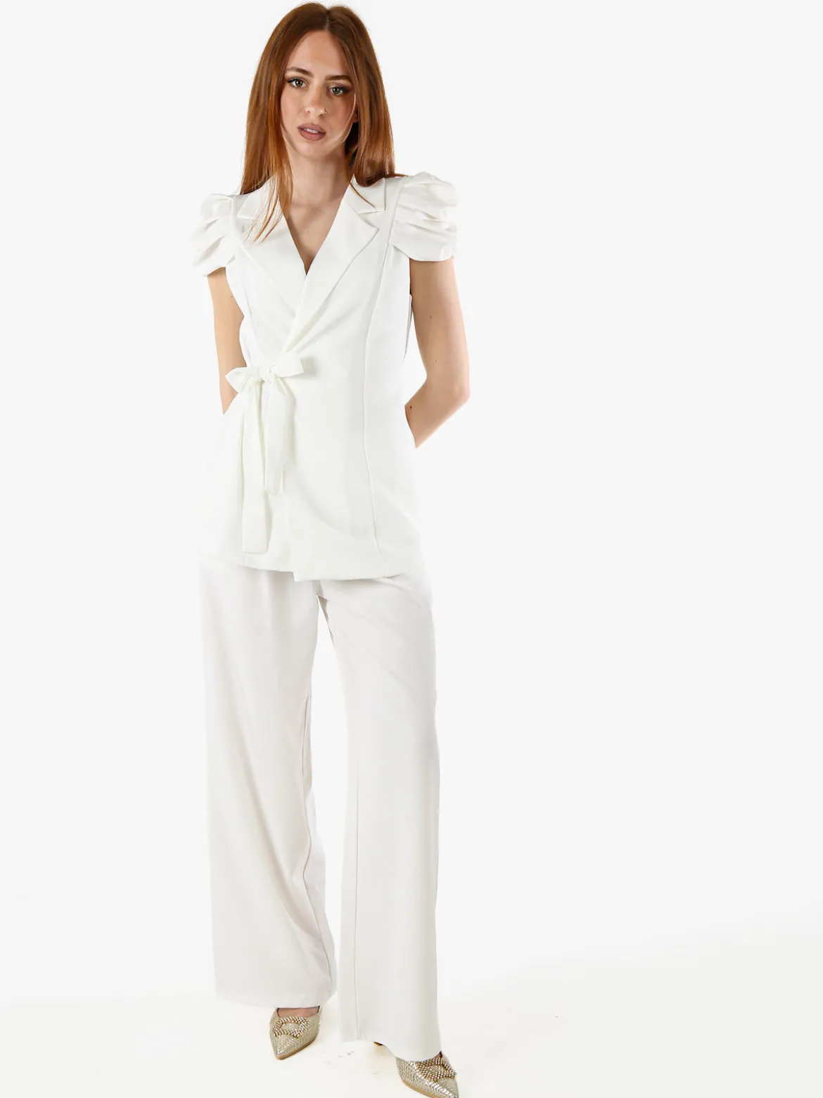Solada Pantaloni casual da donna a gamba larga - bianco