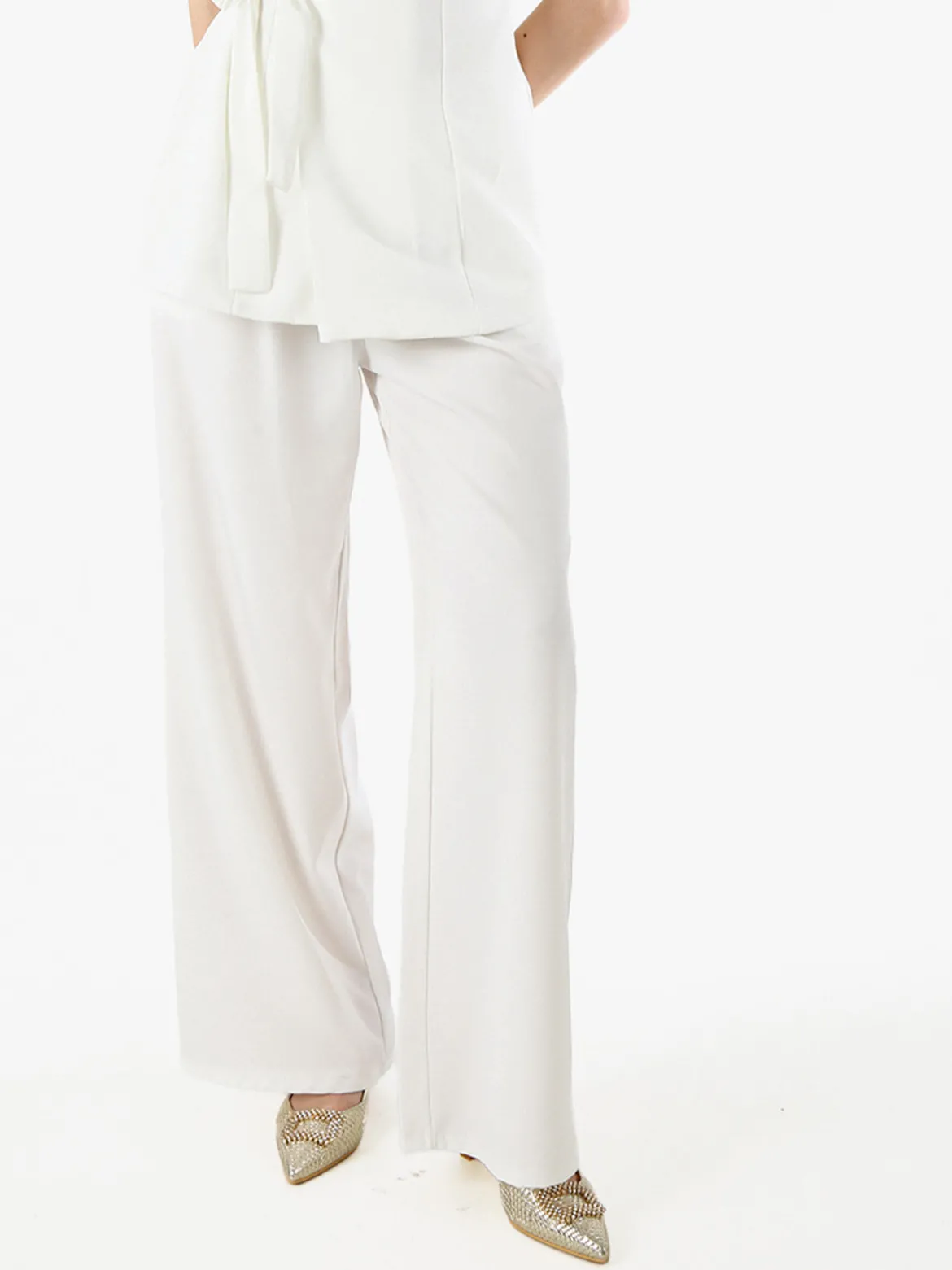 Solada Pantaloni casual da donna a gamba larga - bianco