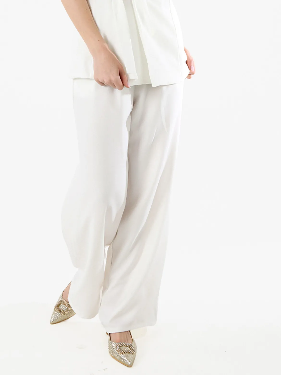 Solada Pantaloni casual da donna a gamba larga - bianco