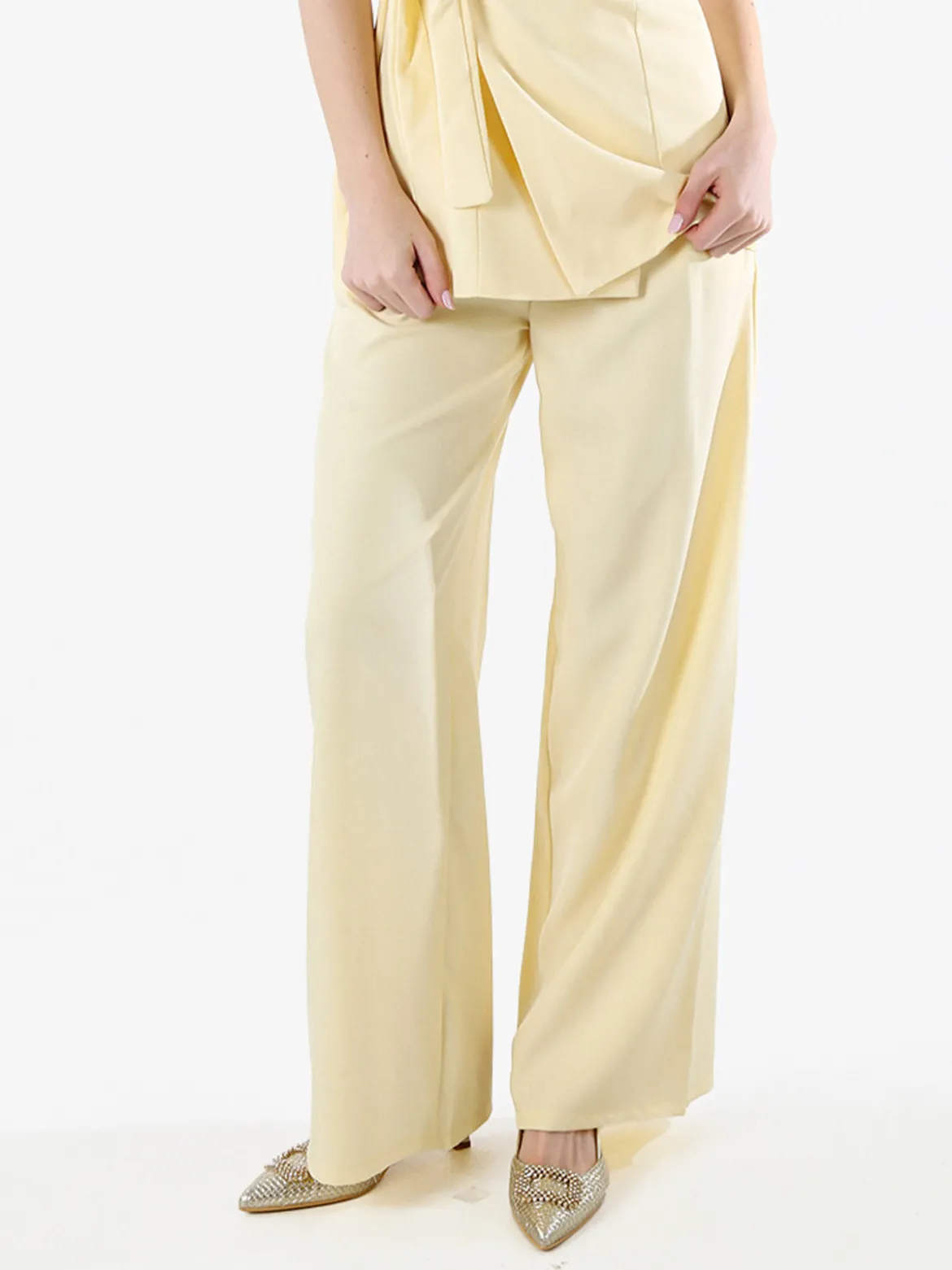 Solada Pantaloni casual da donna a gamba larga - giallo
