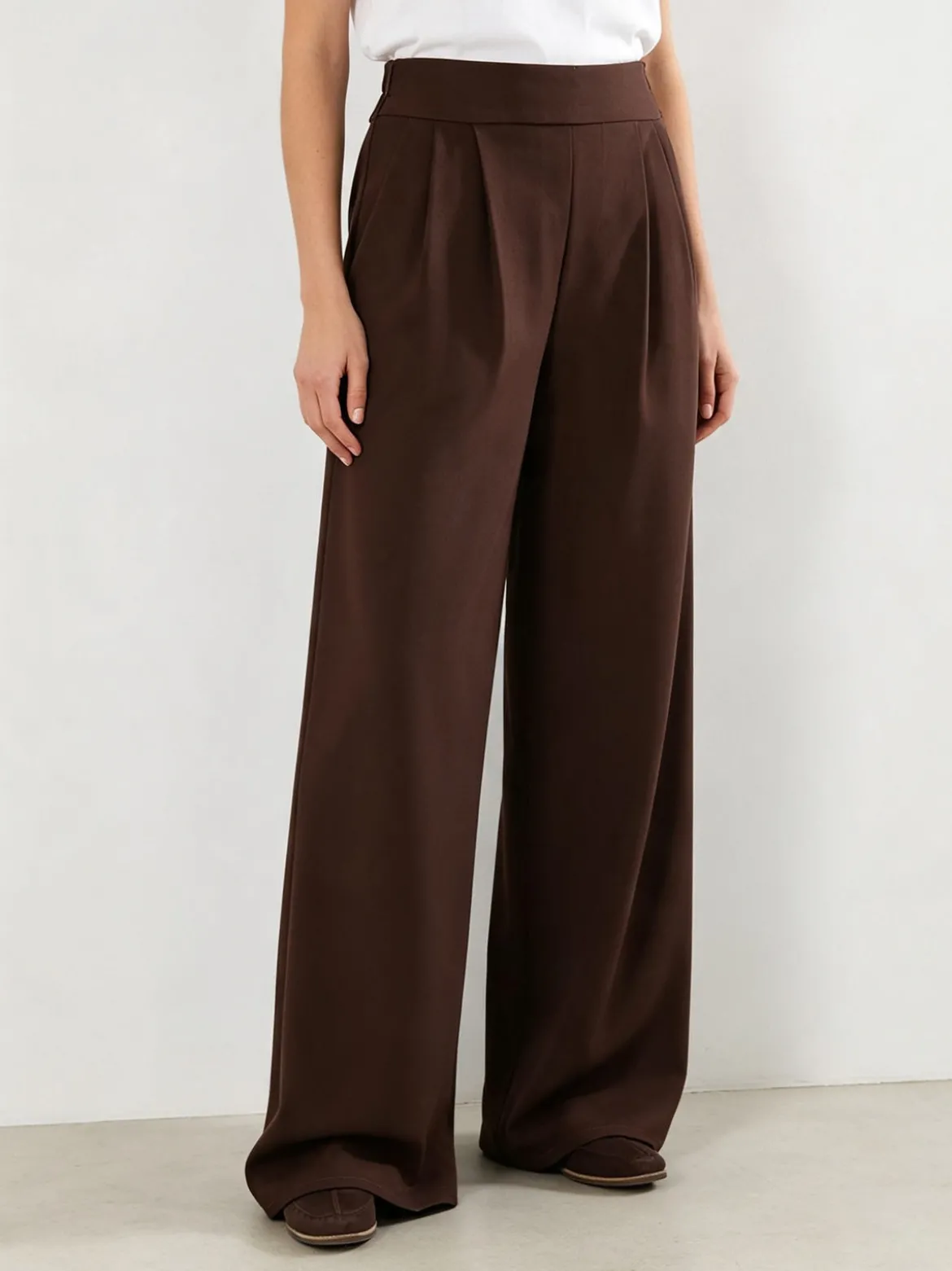 Solada Pantaloni casual da donna a gamba larga - moro