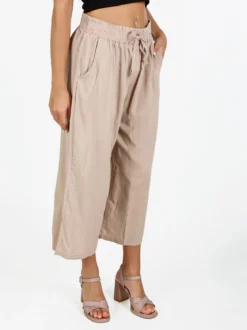 Solada Pantaloni cropped donna a gamba larga in cotone