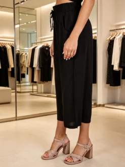Solada Pantaloni cropped donna a gamba larga in cotone