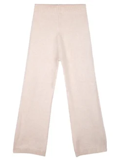 Solada Pantaloni da bambina in maglia con elastico in vita - beige
