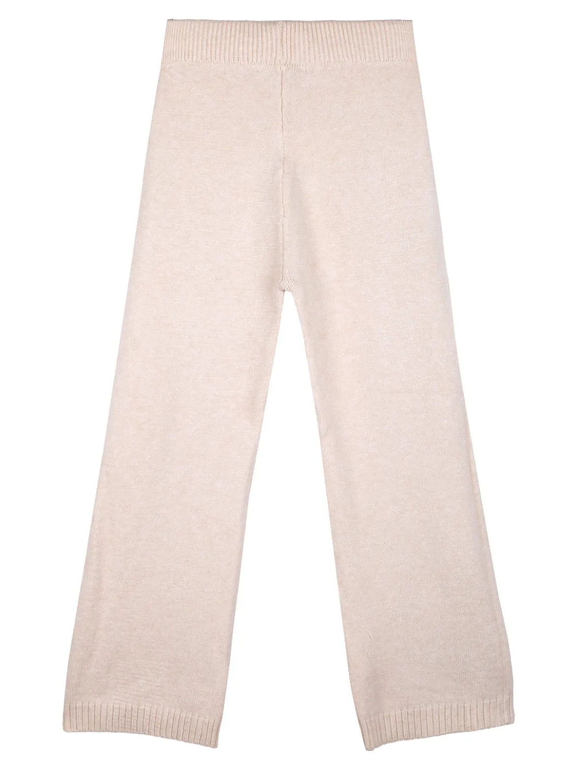 Solada Pantaloni da bambina in maglia con elastico in vita - beige