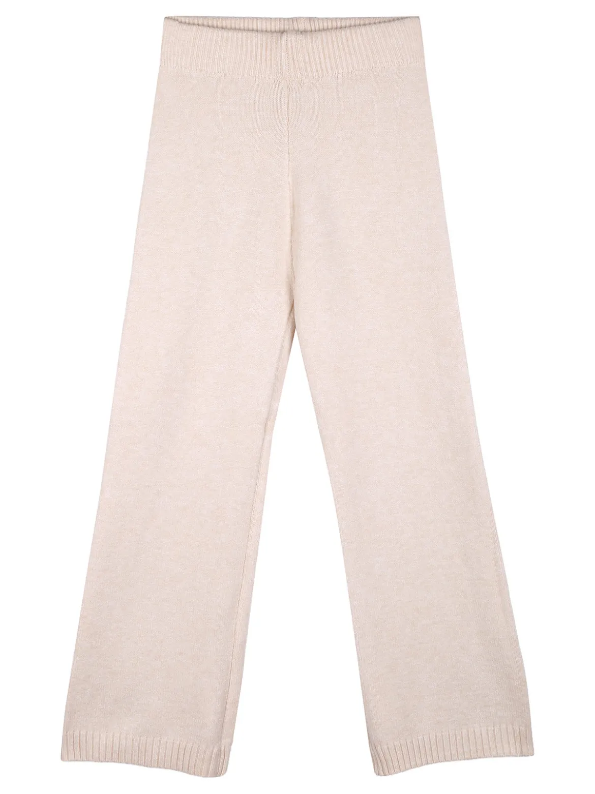 Solada Pantaloni da bambina in maglia con elastico in vita - beige