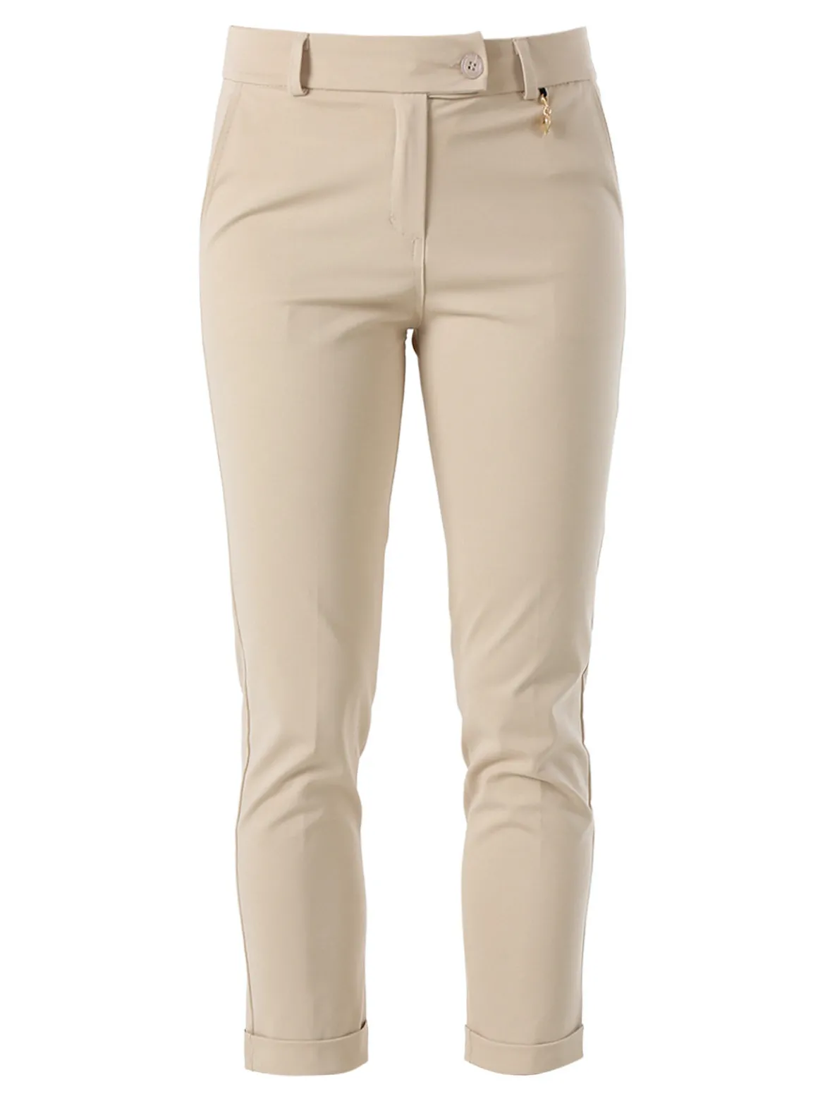 Solada Pantaloni da donna a gamba dritta con risvolto - beige