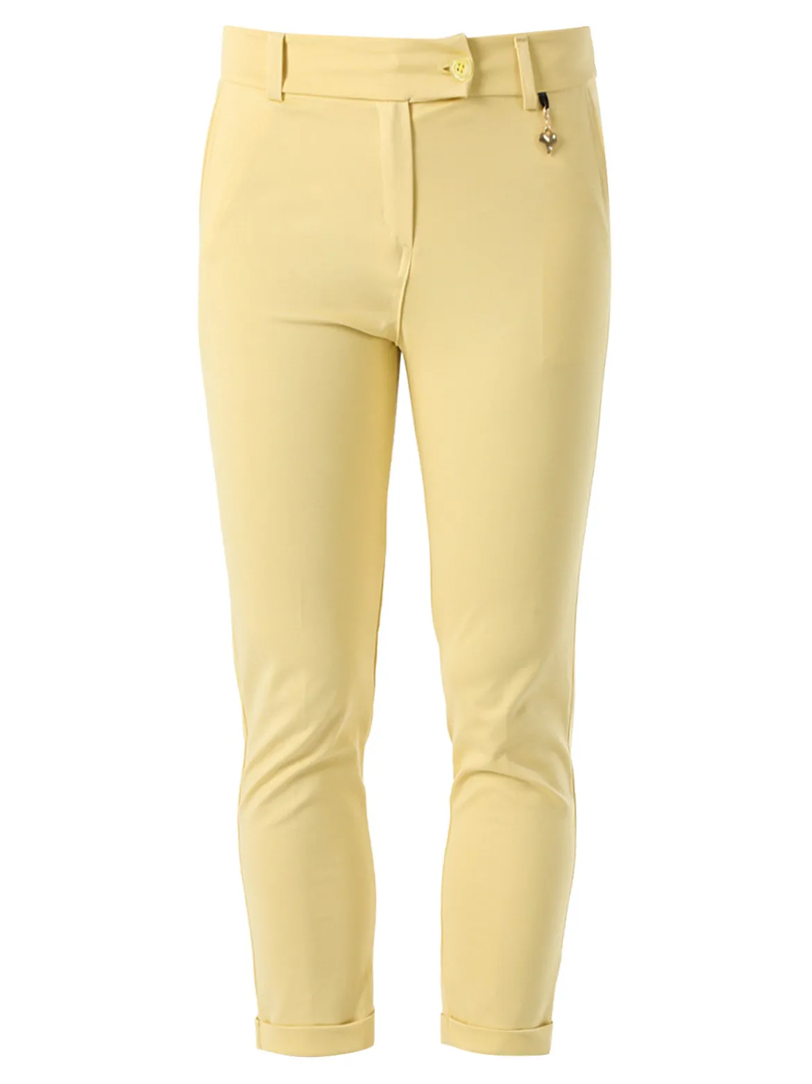 Solada Pantaloni da donna a gamba dritta con risvolto - giallo