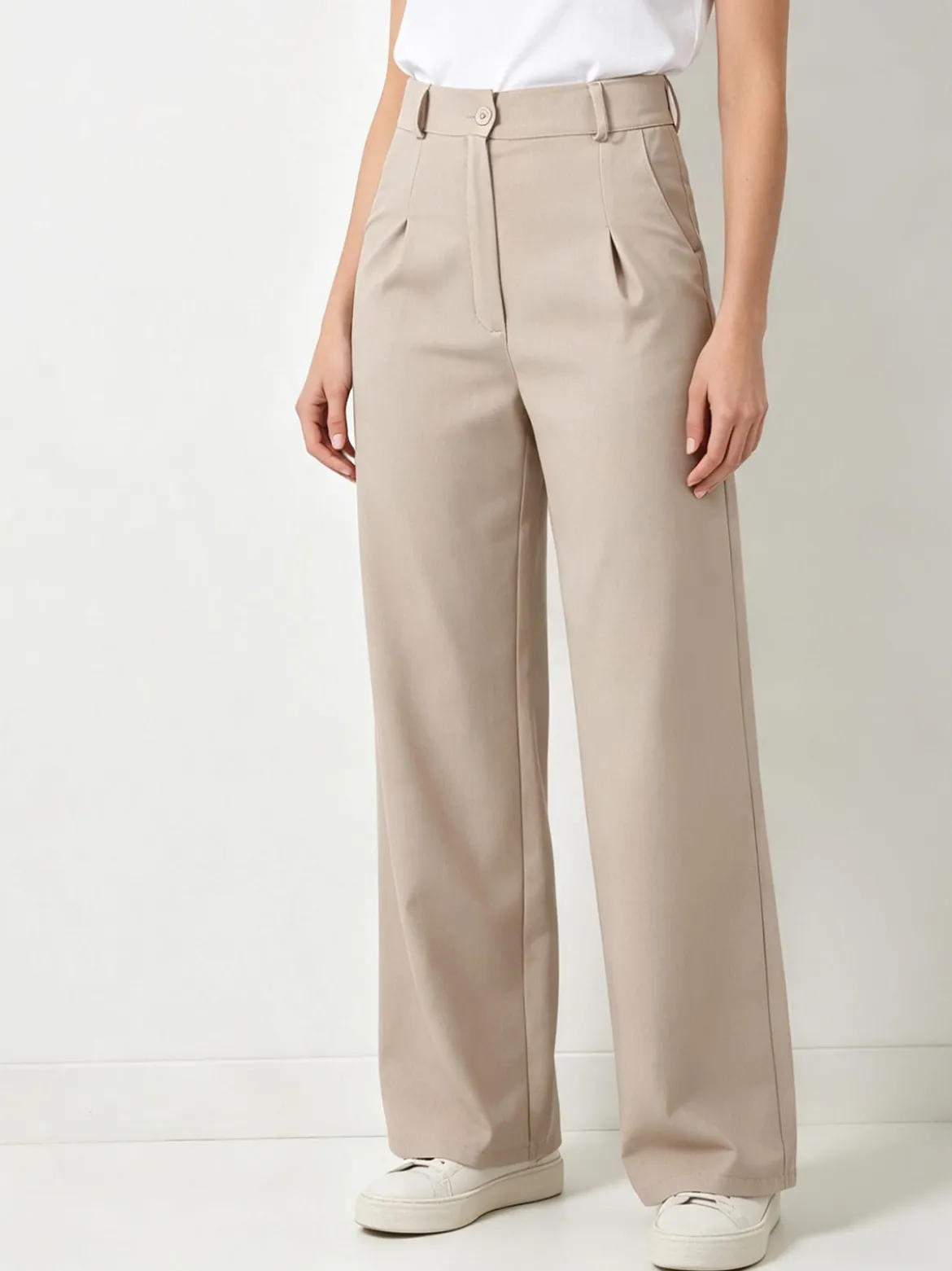 Solada Pantaloni da donna a gamba dritta e larga - beige