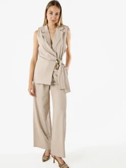 Solada Pantaloni da donna a gamba larga e vita alta - beige