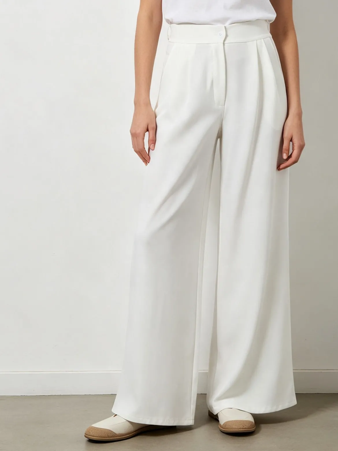 Solada Pantaloni da donna a gamba larga e vita alta - bianco