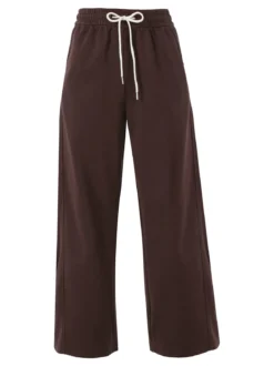 Solada Pantaloni da donna in felpa a gamba larga con coulisse - moro