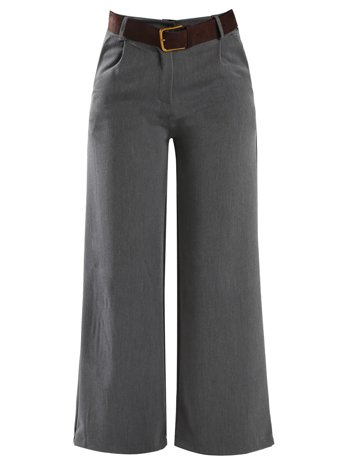 Solada Pantaloni donna a gamba larga con cintura scamosciata - grigio