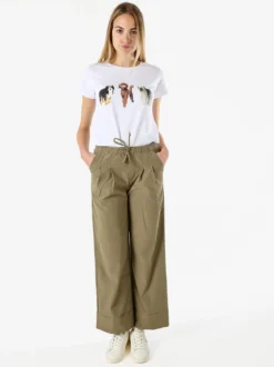 Solada Pantaloni donna a gamba larga con coulisse - militare