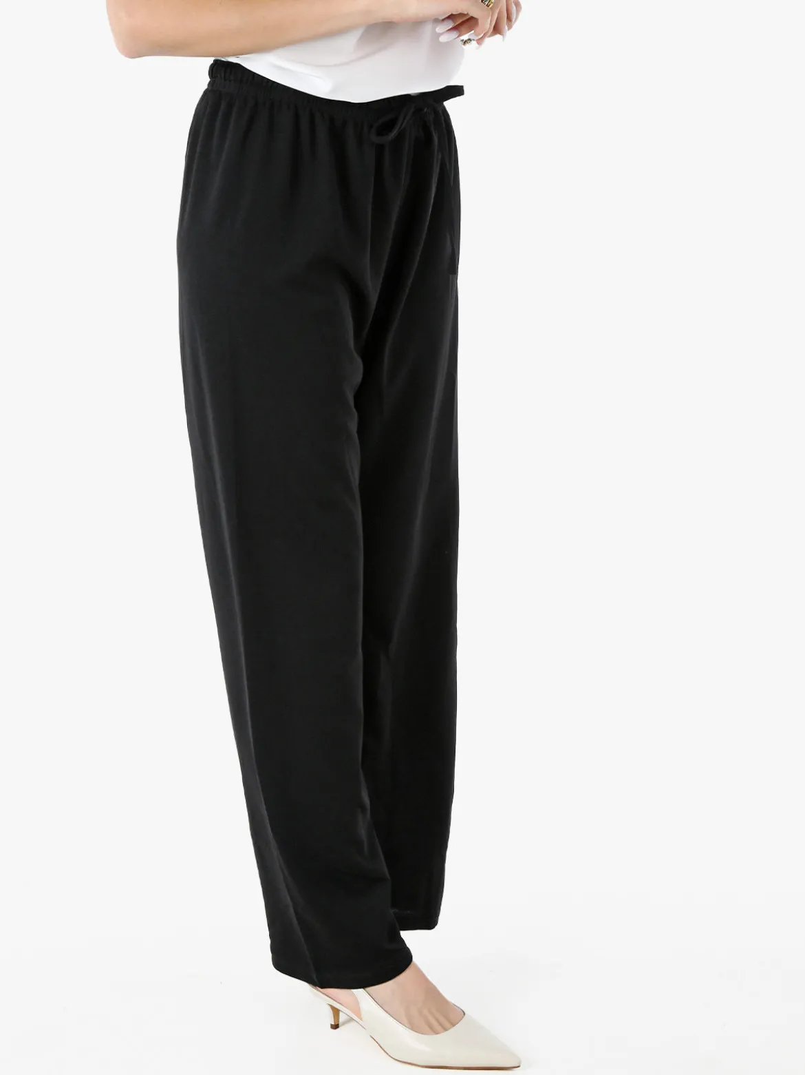 Solada Pantaloni donna a gamba larga con coulisse - nero