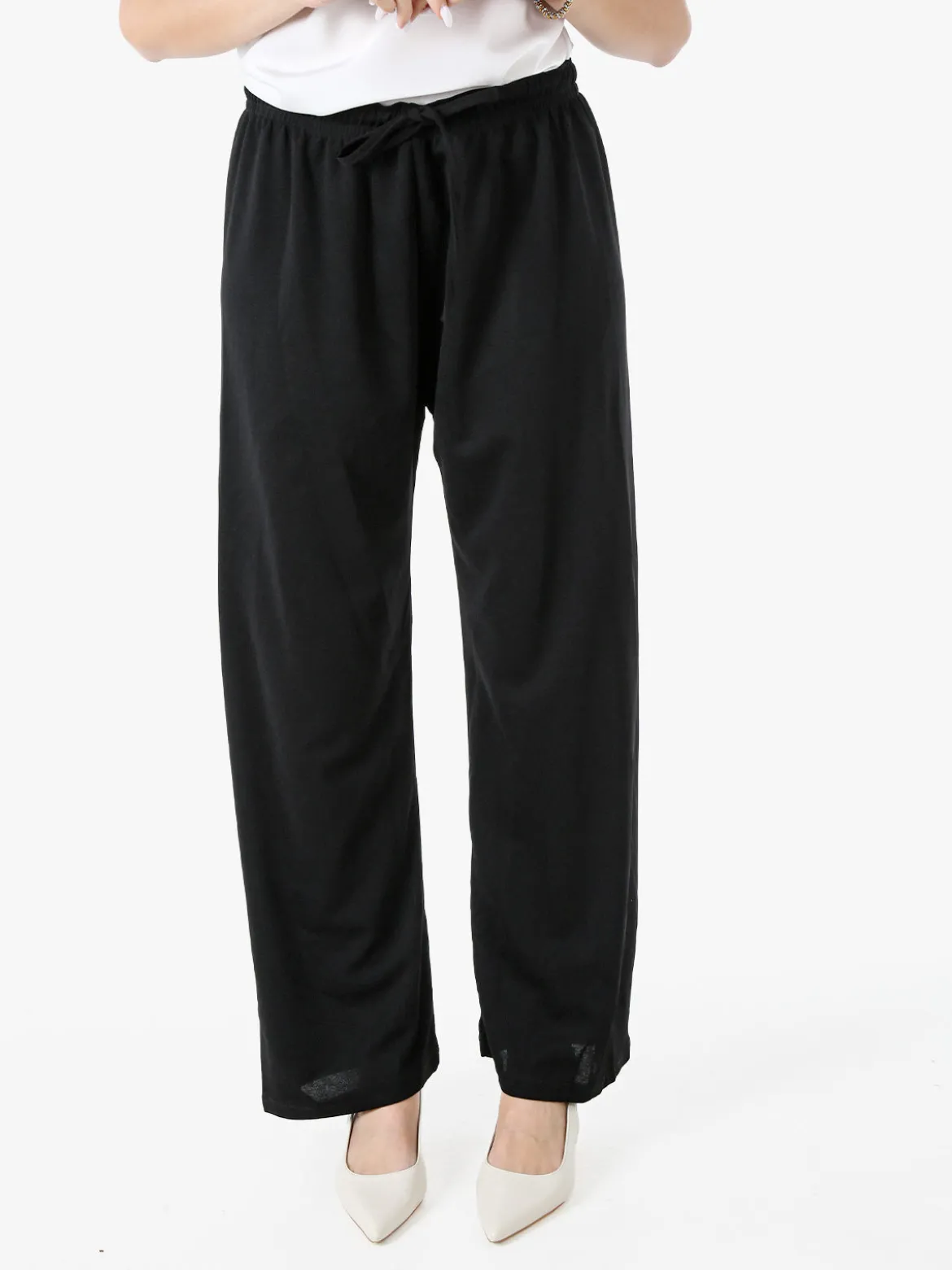 Solada Pantaloni donna a gamba larga con coulisse - nero