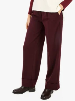 Solada Pantaloni donna a gamba larga con risvolto - bordeaux