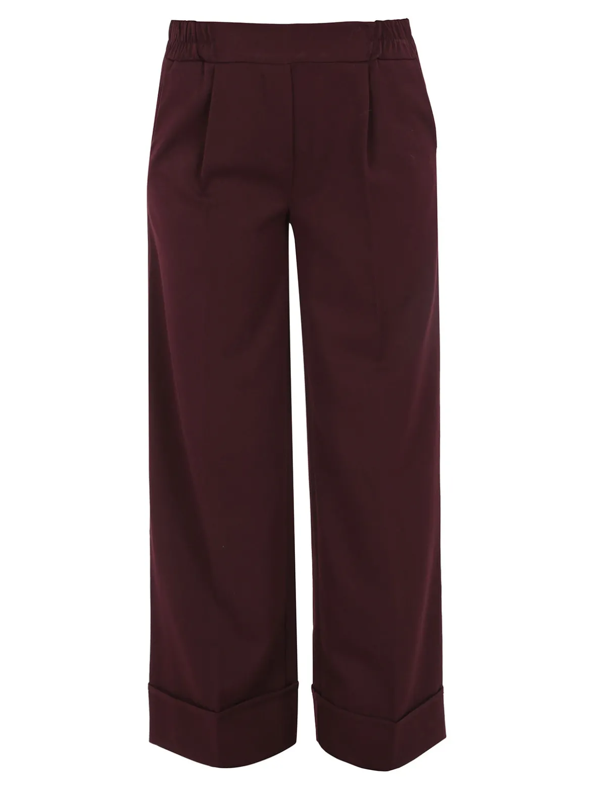 Solada Pantaloni donna a gamba larga con risvolto - bordeaux
